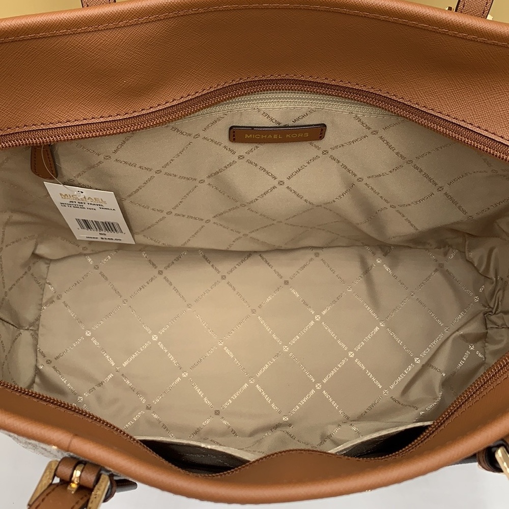MICHAEL KORS TOP ZIP LARGE SHOULDER TOTE VANILLA COLOR NWT - Picture 7 of 16
